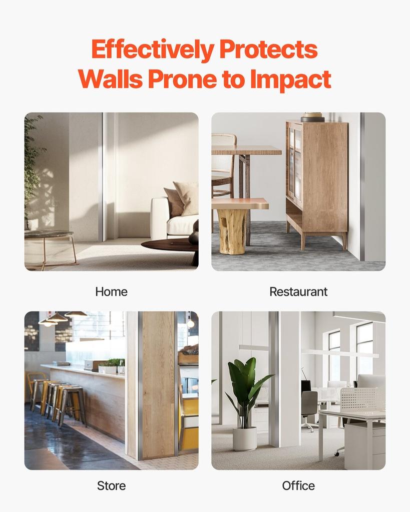 Stainless Steel Wall Corner Protector, 38 x 38 x 2436 mm, 10 Pack Metal Corner Guards, 304 Stainless Steel Edge Trim 90-Degree Angle for