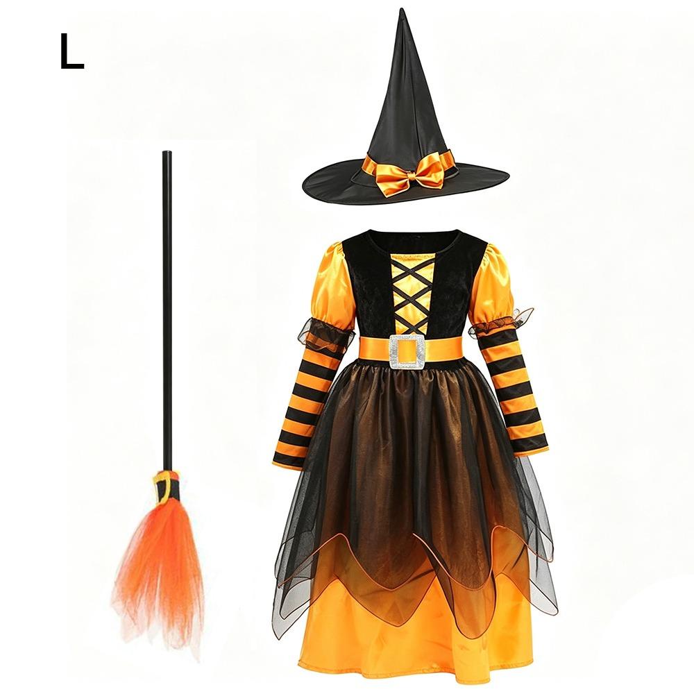 With Hat Witch Costume Dress Makeup Ball Kids Cosplay Dress Halloween Costume Clothes For Toddlers