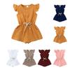 Summer Children's Pants Children's Small Flying Sleeve Jumpsuit Solid Color Girls Fashion Jumpsuit