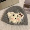 Dog Trendy Knitted Plush Winter Hat For Women Soft And Warm Fashionable Accessory