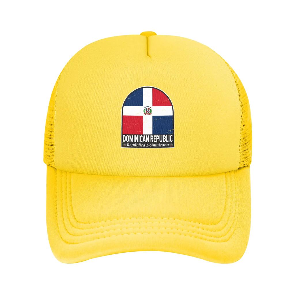 Dominican Republic Flag Emblem Vintage Mesh Baseball Cap Unisex Trucker Hat Adjustable Snapback Caps Racing Cap Summer Trucker Caps