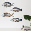 Yousheng 4Pcs Nautical Fish Shape Wall Decoration Hand-Painted Multi-Color Design Handcrafted Coastal Decor Coastal Lake Theme Decor