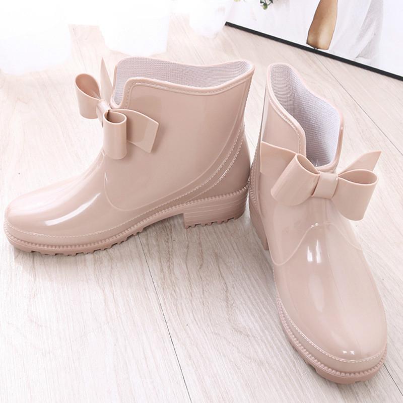 Женские модные водонепроницаемые и противоскользящие резиновые сапоги Bow Rain Shoes для активного отдыха на природе Галоши для сада