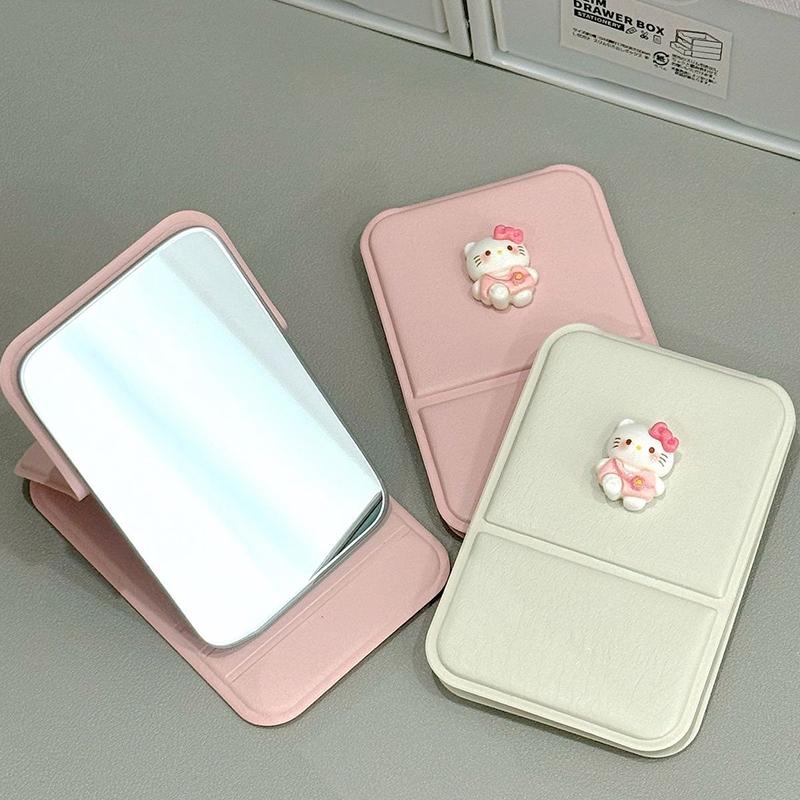 Кавайный Sanrio Hello Kitty Зеркало Студенческое Настольное Складное Удобное Аниме Макияж Карманное Зеркало Игрушки Подарки для Девочек Регулируемый Угол