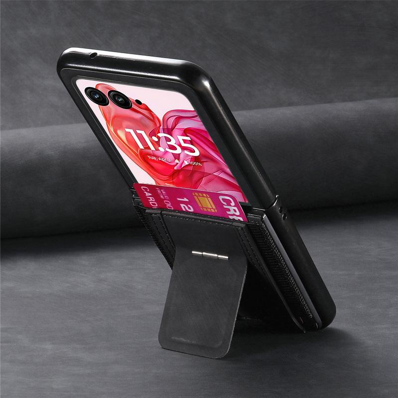 Роскошный кожаный держатель для карт, складной чехол для Motorola Razr 60 50 Ultra 40, жесткий противоударный матовый чехол для телефона из 2 предметов