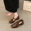 French Single Shoes Women's Light Thick Heel Increase Mary Jane Shoes Women's 2025 Autumn New Temperament Square Head Shallow Mouth Small Leather Shoe
