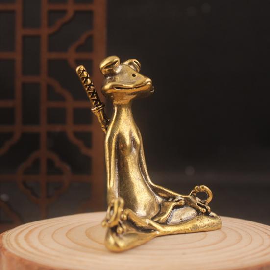 Zen Frog Incense Burner Ornament Retro Copper Animal Sculpture Meditation Statue Incense Holder Desk Decoration