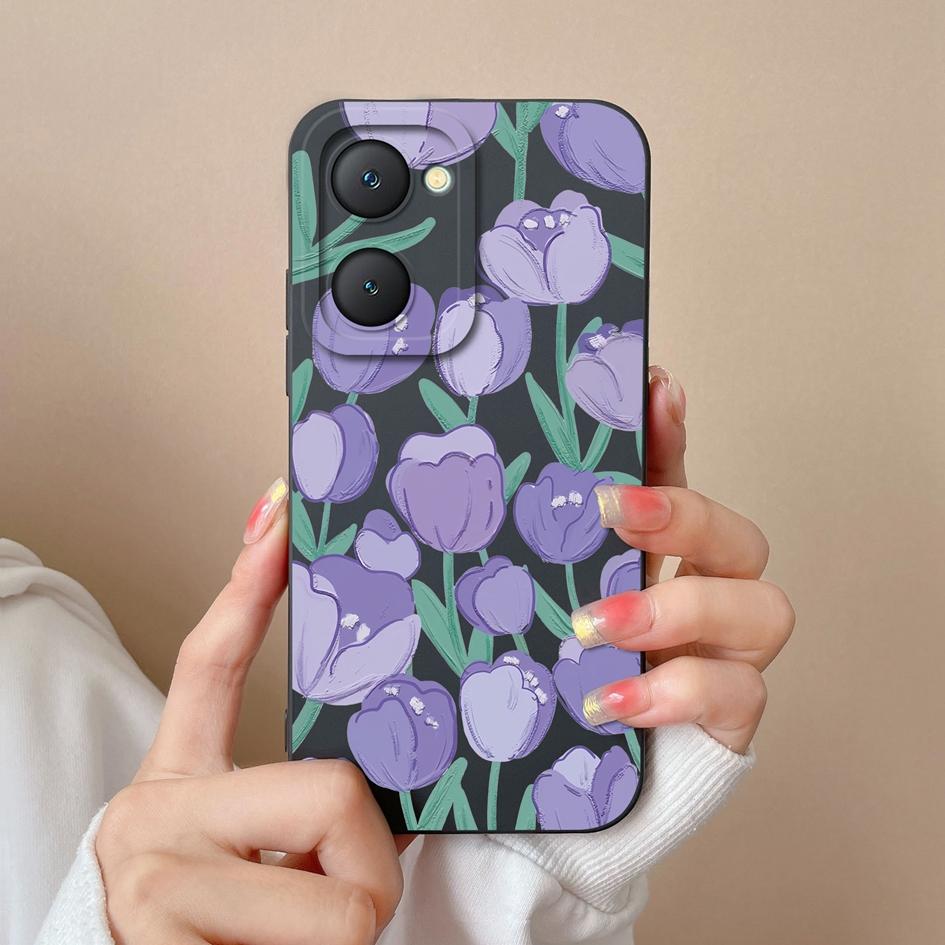 Противоударный чехол для Vivo Y03 Y17S Y19S Y27 Y28 Y36 Y38 Y78 Plus T3 T3X 4G 5G Маленький цветочный узор Мягкая силиконовая защита камеры для Vivo Capas