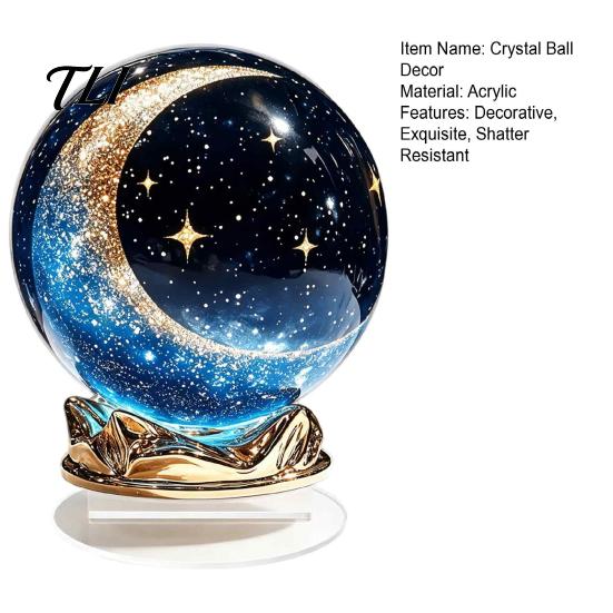 Unique Gift for Friends Moon Star/Fairy Crystal Ball Ornament, Decorative Acrylic Sphere Bedroom Living Aesthetic Accents Room Desk Decor, Exquisite