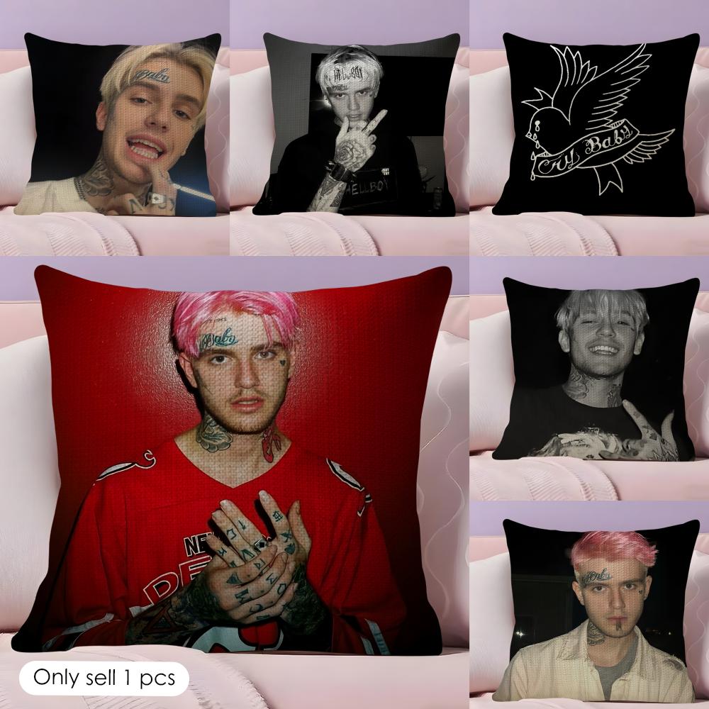 Чехол на подушку с принтом рэпера Lil Peep, натуральный лен, двусторонний, декоративная подушка для дивана, домашний декор