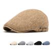 Spring Summer Breathable Linen Beret Men's British Vintage Cap Solid Color Forward Cap Newsboy Cap