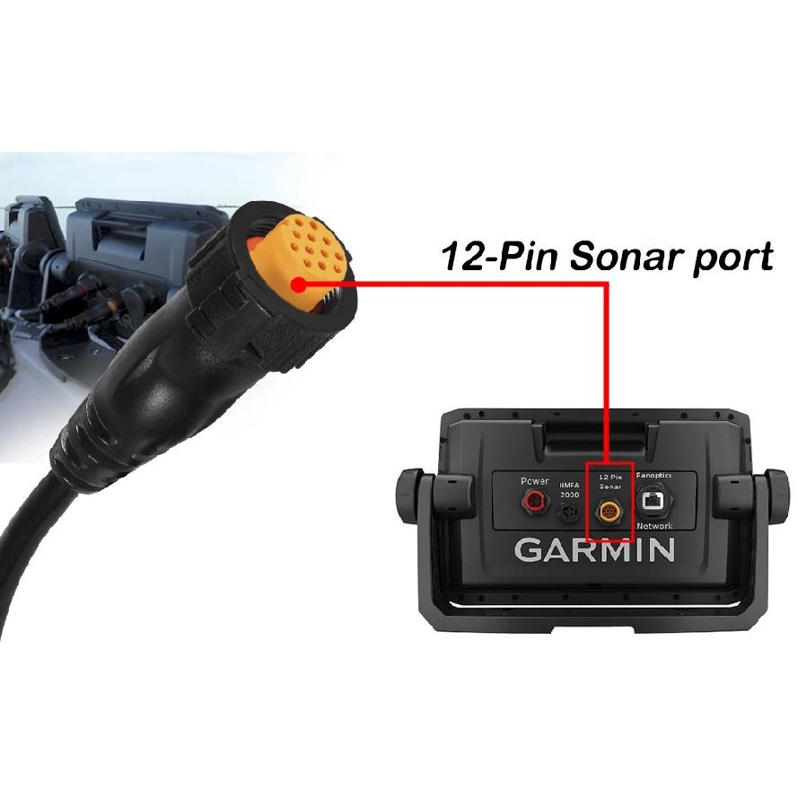 8-Pin Xdcr to 12-Pin Sounder Adapter XID, Black, for Connecting 8-Pin Transducers with XID to 12-Pin Sonar Marine Devices