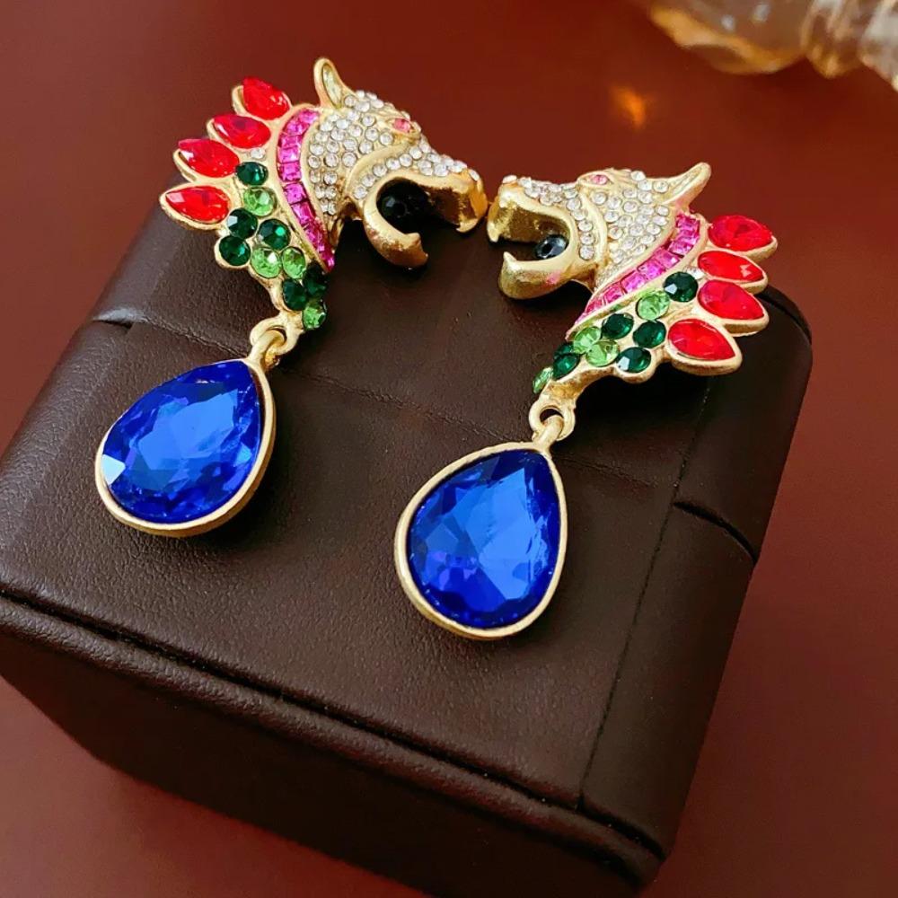 Преувеличенные овальные серьги-капли, винтажные серьги-гвоздики, серьги с леопардовым принтом и стразами, вечеринка