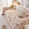 Chenille Full Coverage Sofa Cover with Leaf Pattern Premium Cushion for All Seasons