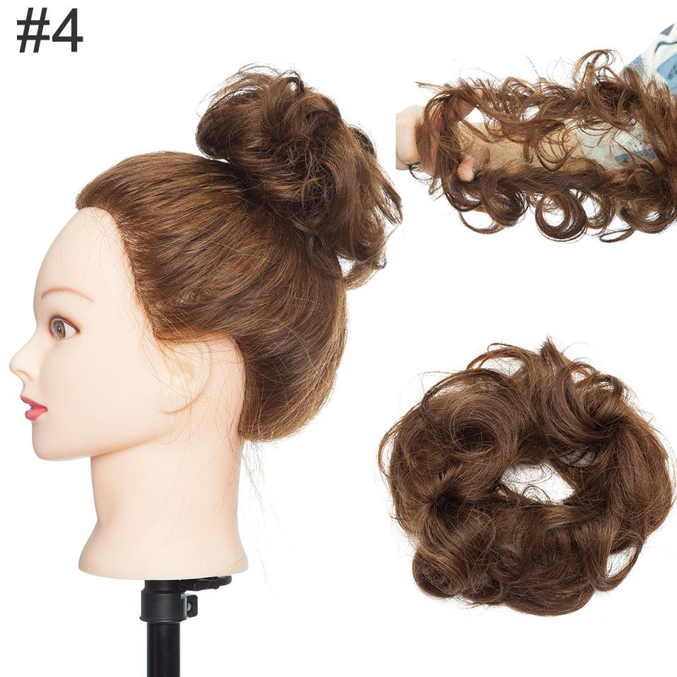 100% настоящие человеческие волосы, вьющиеся пончики, шиньон, кольцо, наращивание волос, шиньон