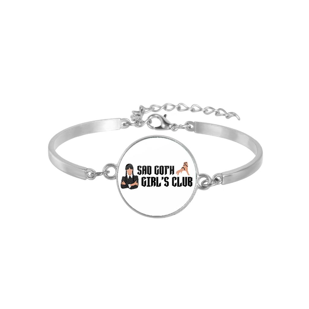 1Pc Wednesday Addams Spider Web Time Gem Alloy Bracelet, Dark Style TV Show Wristband