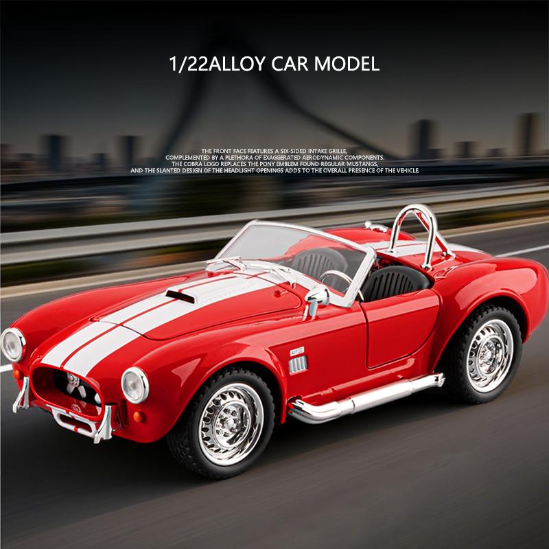 Моделирование 1:Классическая модель автомобиля Shelby AC Cobra в масштабе 22 из сплава со звуком и светом, коллекционная, литая металлическая миниатюра Voiture