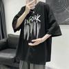 IELGY Футболка в гонконгском стиле, мужская летняя свободная футболка с короткими рукавами, повседневная одежда в корейском стиле, дикий хип-хоп, верхняя одежда с пятиточечными рукавами