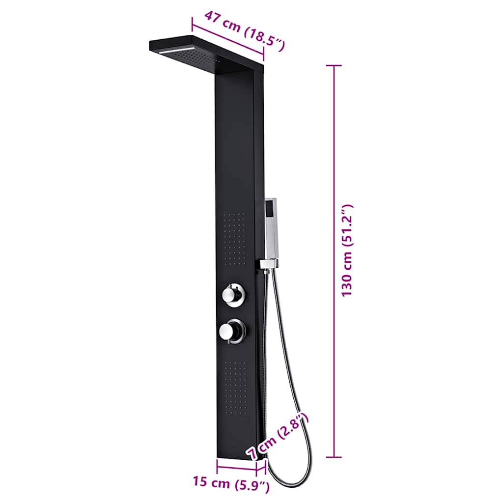 Shower Panel System Aluminum Matte Black