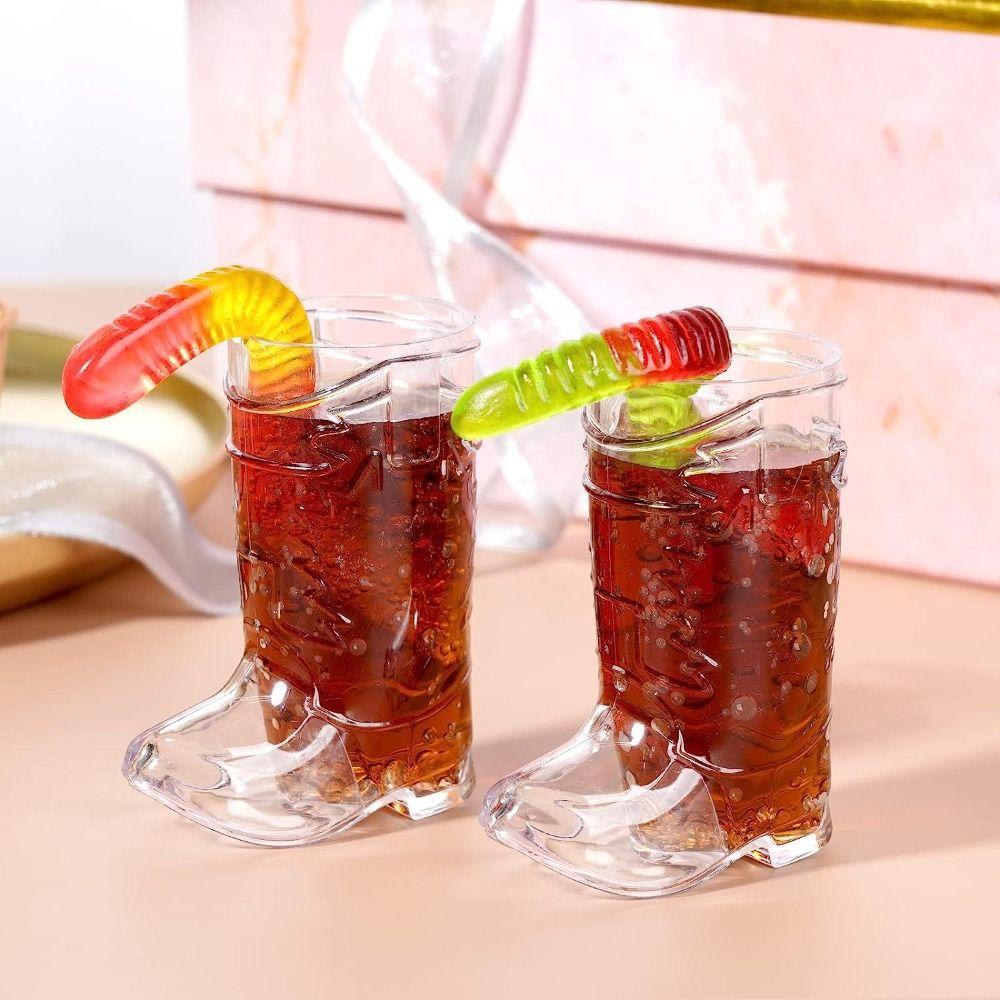 10Pcs Transparent Western Cowboy Glasses Plastic Shot Glasses Creative Beer Cup  Outdoor