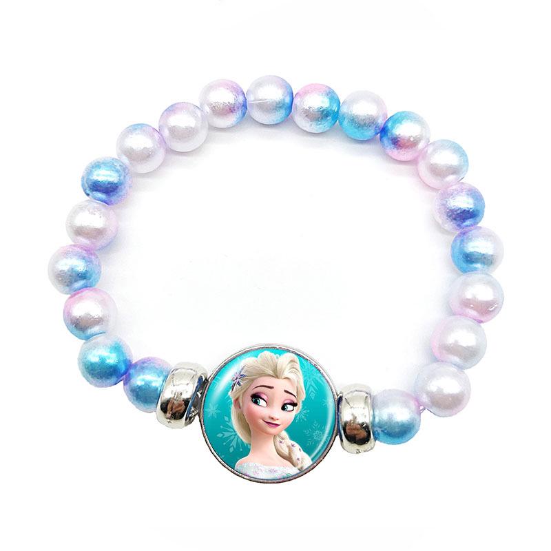 Браслет детский раздвижной с радужными бусинами «Холодное сердце» Эльза