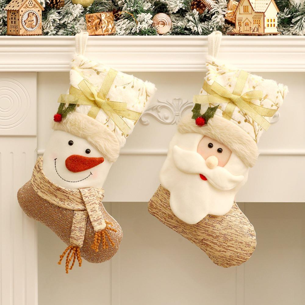 Hanging Christmas Socks Santa Claus Xmas Tree Ornament Gift Creative Christmas Candy Bag Party
