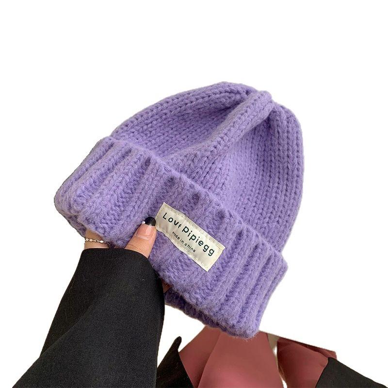 College Style Knitted Hat For Women With Warm Fleece For Winter Outdoor Activities