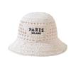 Hollow Crochet Bucket Hat Letter Embroidery Crochet Hat Vintage Fishing Hat  For Women