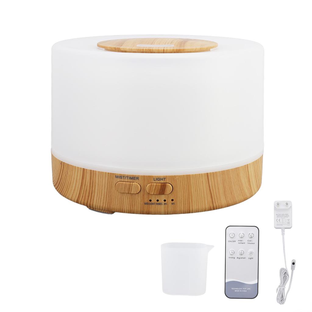 Desk Humidifier 500ml Wood Grain 7 Color LED Light 35dB Remote Control Aromatherapy Diffuser