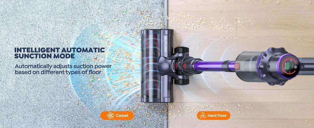 Buture VC70 Vacuum Cordless Handheld 38KPA High Suction Power 450W Motor Smart Home Cleaning LED Touch Screen Vacuum Cleaner