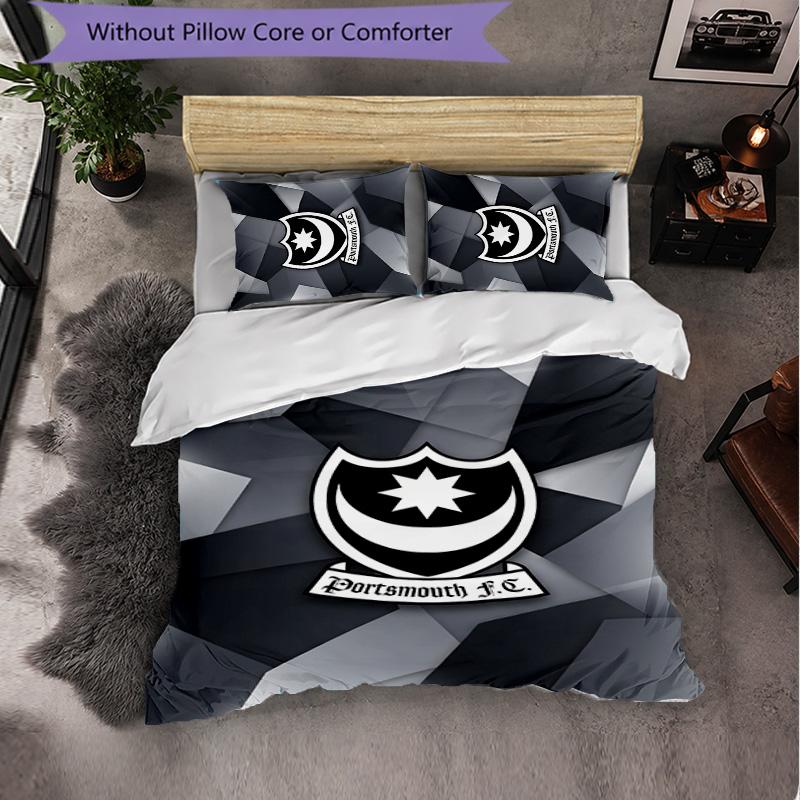 Portsmouth FC Themed Bedding 3Pcs Duvet Cover Set Decorative Bed Linen For Teen Room Home Decoration