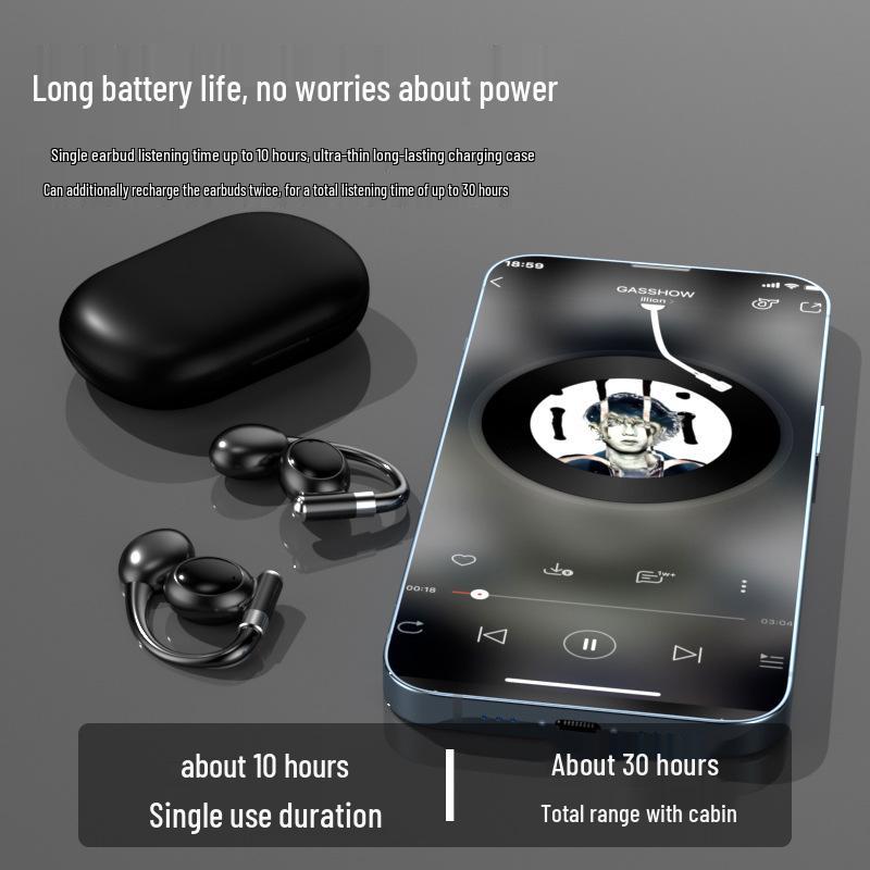 Smart Bluetooth Sports Earphones with Digital Display, Ultra-Long Battery, and Non-In-Ear Ear Hook Design