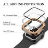 Сверкающий Чехол со стеклом для Apple Watch 44 45мм 41мм 40 42мм 44мм Алмазный бампер+Защитное стекло для Серии 11 10 9 8 7 5 6 SE