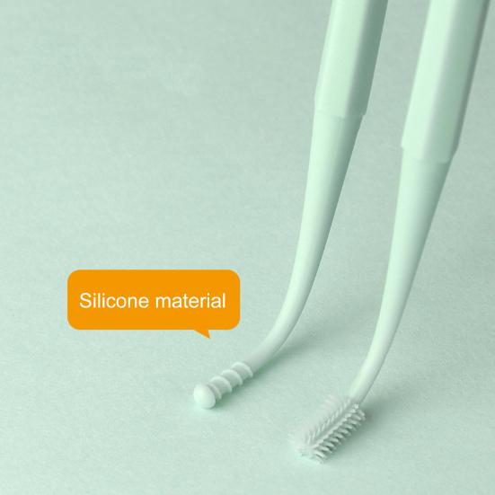 Yousheng Silicone Earwax Remover Set Stainless Steel Ear Picks Double-Head Spiral Brush Head Portable Ear Cleaner with Long Handle Faux Leather Case