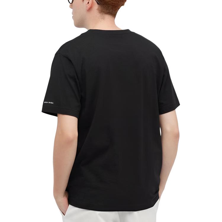 Uniqlo Унисекс прямая футболка с мультяшным принтом, облегающая, черная 437288-09