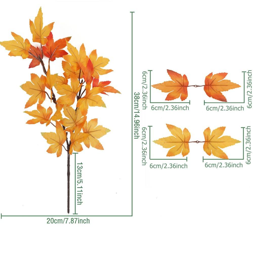 2PCS Fabric Autumn Fallen Decor Maple Leaf Shape Simulated Maple Leaf Garland for Thanksgiving