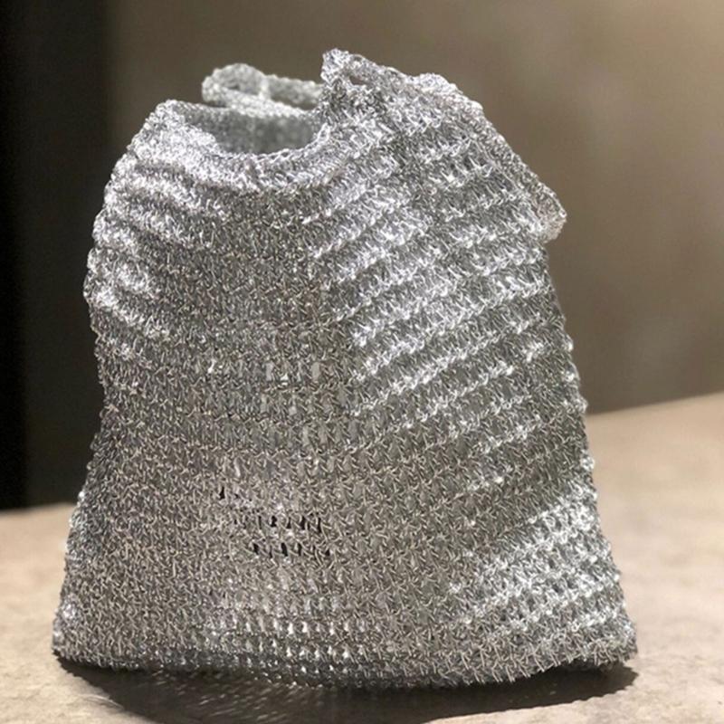 200 г/рулон Металлизированная пряжа для вязания крючком, Блестящая серебряная полиэстеровая пряжа для вязания, плетения, изготовления сумки, брелока