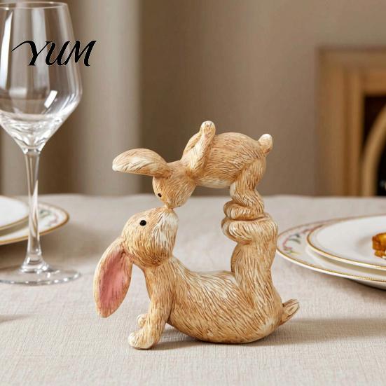 Cute Couple Rabbit Ornaments Kissing Bunny Figurine, Resin Statue for Home And Garden Decor, Outdoor Decor Romantic Sculpture Living Room Desk