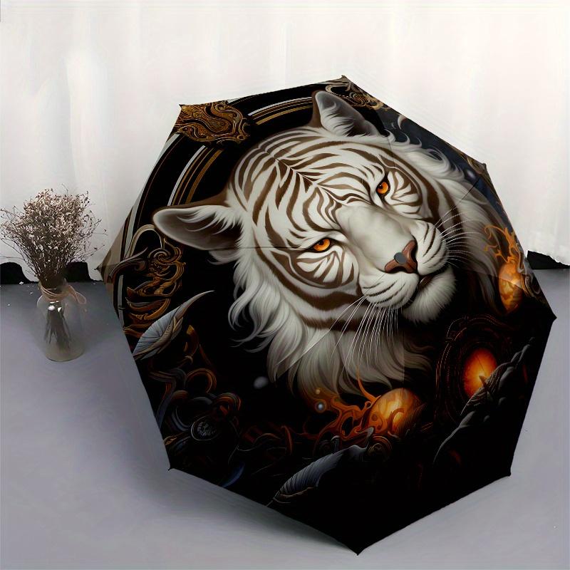 Elegant White Tiger Art Print - Luxury HomeDecor PosterUmbrella, Portable 3-Fold Compact Umbrella for Men & Women Gift