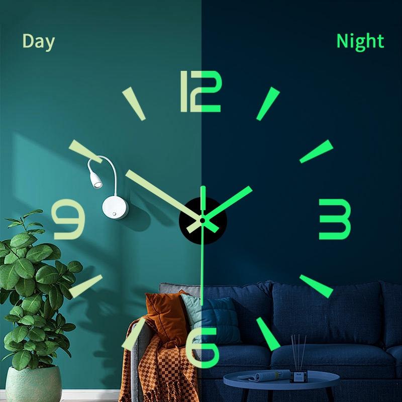 40 см светящиеся настенные часы большие часы Horloge 3D DIY акриловые зеркальные наклейки кварцевые Duvar Saat Klock современные немые