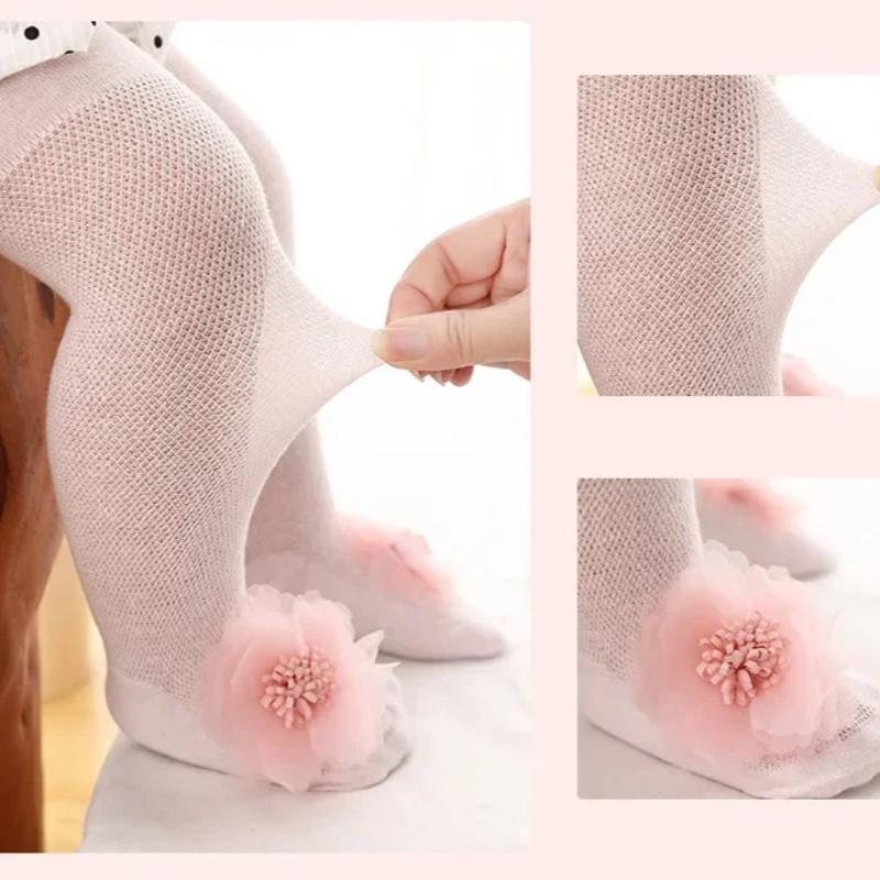 Детские колготки для новорожденных девочек, колготки с кружевом и цветочным бантом, детские чулки, школьная форма, сетчатые колготки для малышей