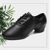 Men's Latin Dance Men's High Heels 3.5cm Men's High Heels Black Lace Dance Shoes Home Dance Shoes