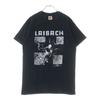 ВИНТАЖНАЯ ЧЕРНАЯ ФУТБОЛКА LAIBACH RIBACH С ПРИНТОМ НА ГРУДИ, С КРУГЛЫМ ВЫРЕЗОМ, С КОРОТКИМ РУКАВОМ, ТОП, Б/У, УНИСЕКС