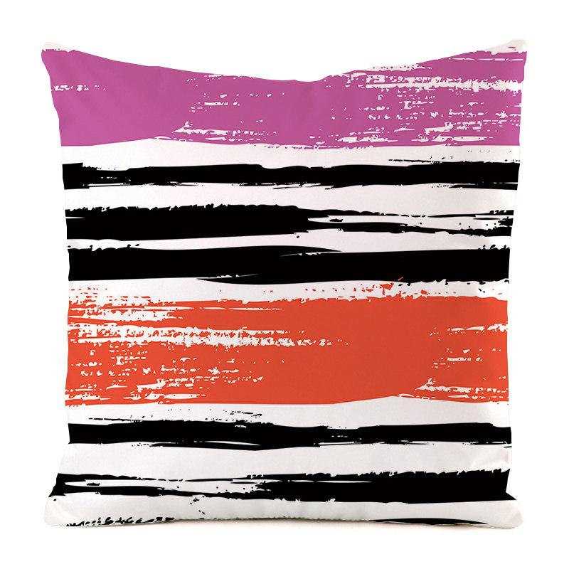 Nordic Striped Patterns Digital Printing Short Plush Pillow Covers Decorative For Car Sofa Office Cushion Cover Home Goods
