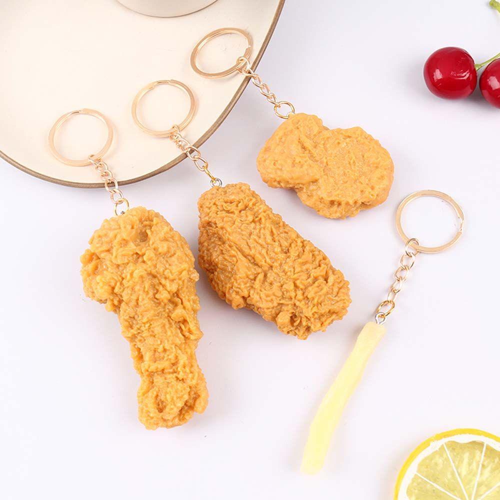 French Fries Fried Chicken Around Key Rings Food Pendant Key Chains Imitation Food Keychains