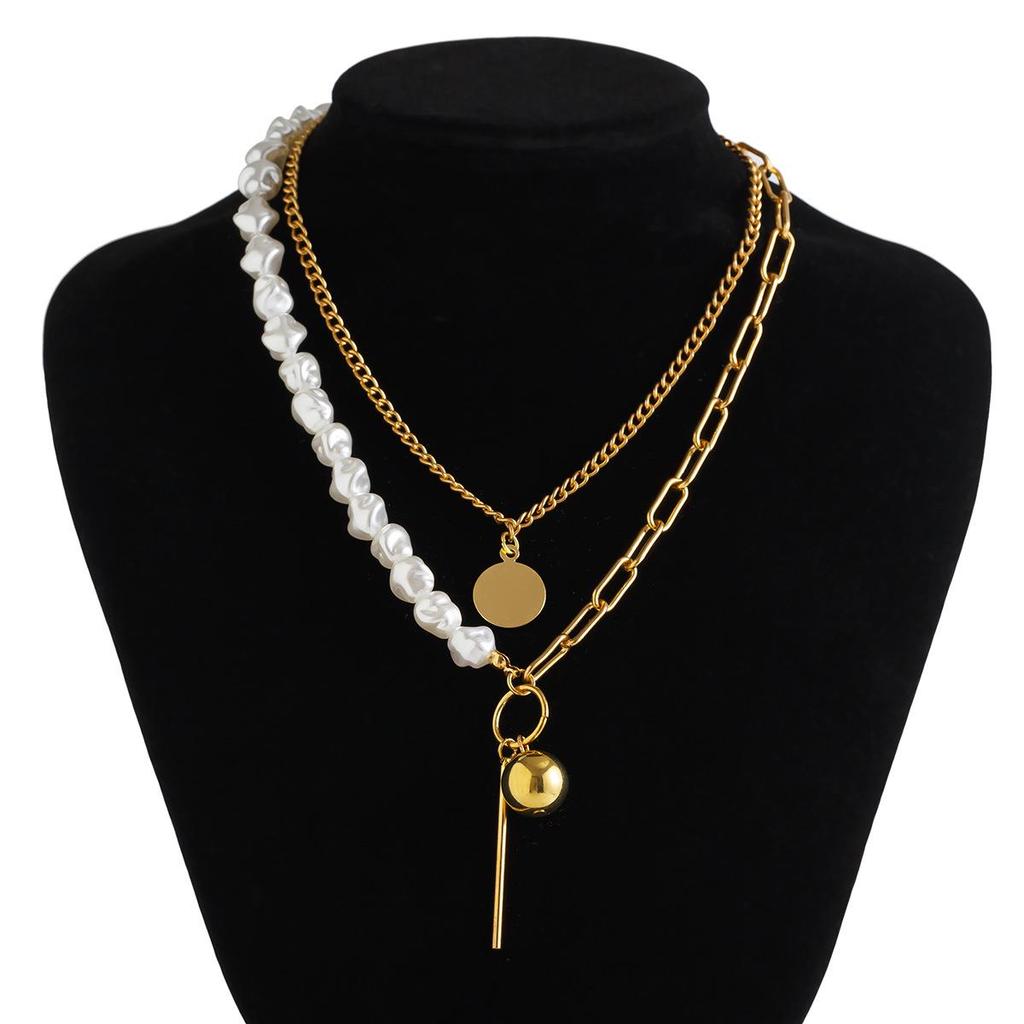 Baroque Multi-Layer Pearl Necklace with Starfish Alloy Pendant