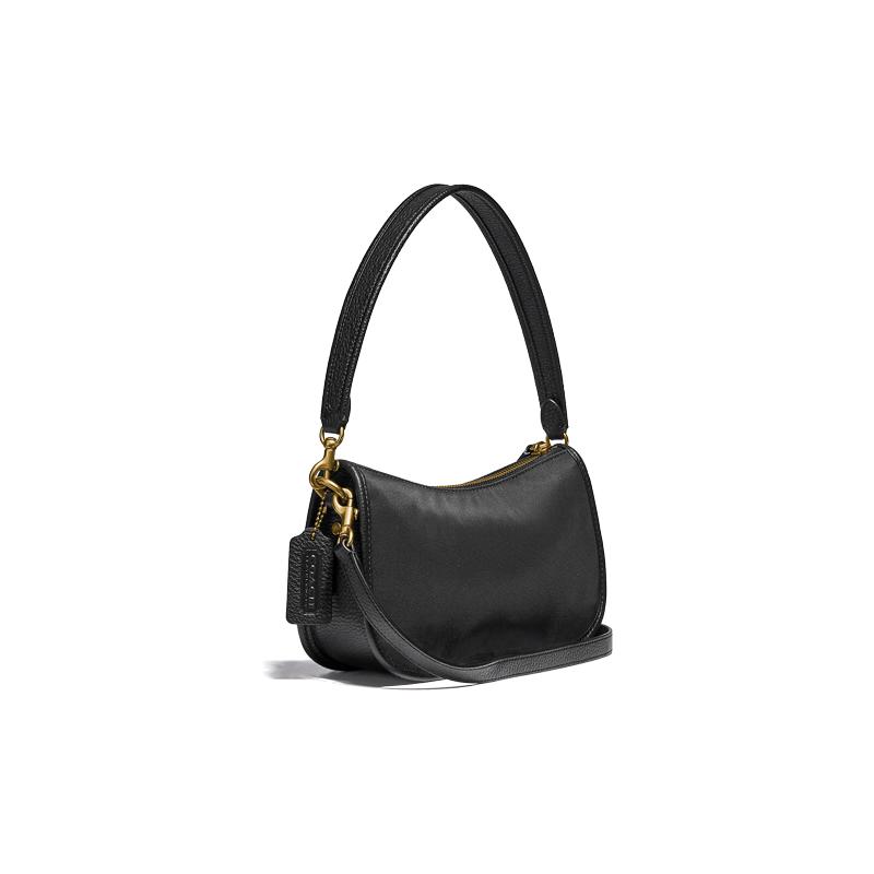 COACH Swinger 23 solid color casual nylon armpit bag mahjong bag crossbody shoulder bag medium women's black