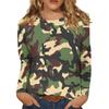 Женская модная повседневная футболка с длинным рукавом и круглым вырезом с камуфляжным принтом