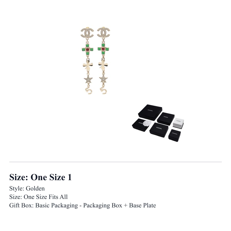 CHANEL Rhinestone Earrings Women's Gold 954402