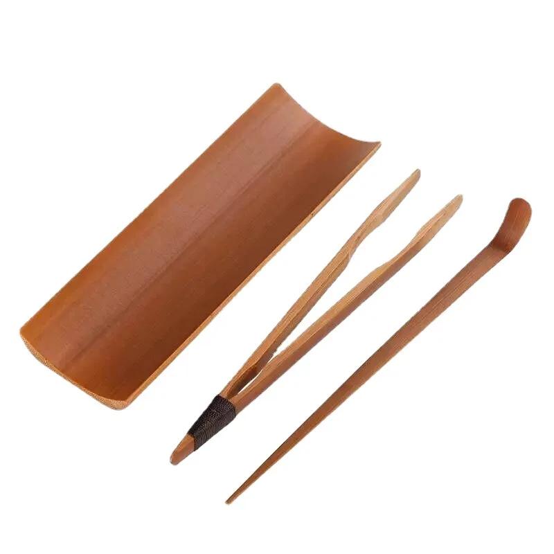 Чайный сервиз из карбонизированного бамбука, изящный зажим для чая, чайная ложка, игла, плоскогубцы, принадлежности для чайной церемонии